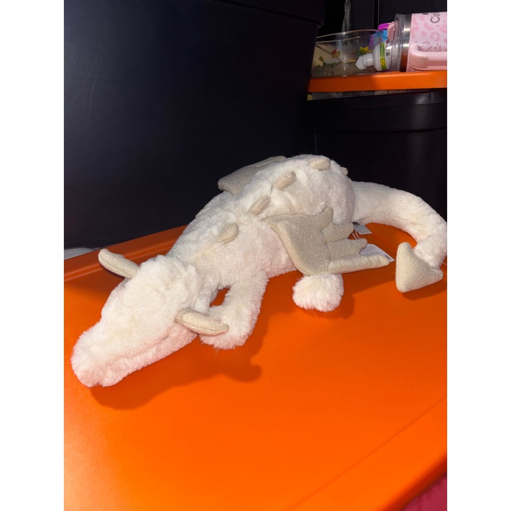 Jellycat Large  Snow Dragon Plush White Silver  Wings Stuffed Animal SNW2DD NWT